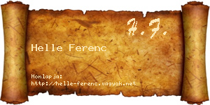 Helle Ferenc névjegykártya